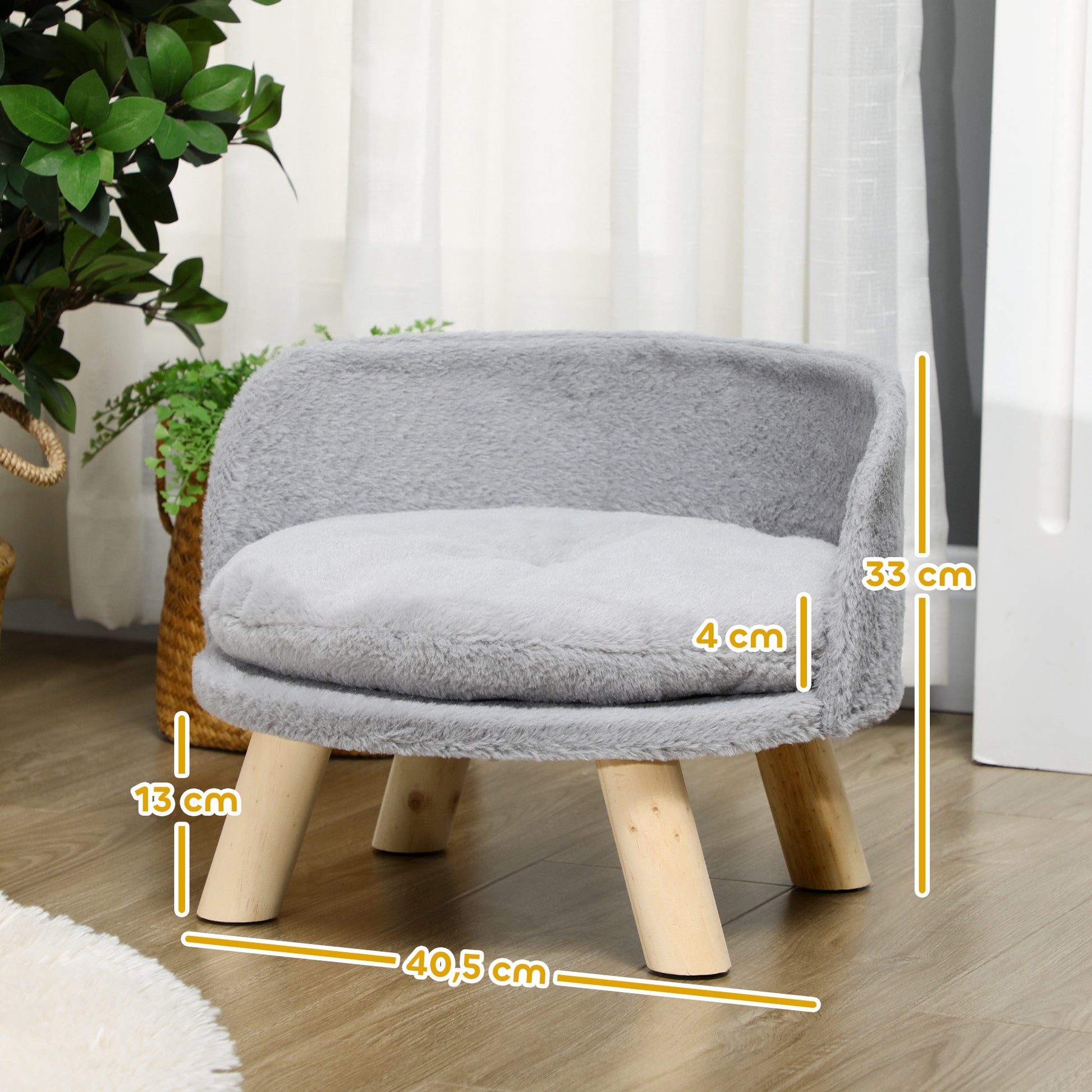 Pawhut Cama Elevada Para Perros Miniaturas Con Cojín Lavable Ø40,5x33 Cm Gris_2