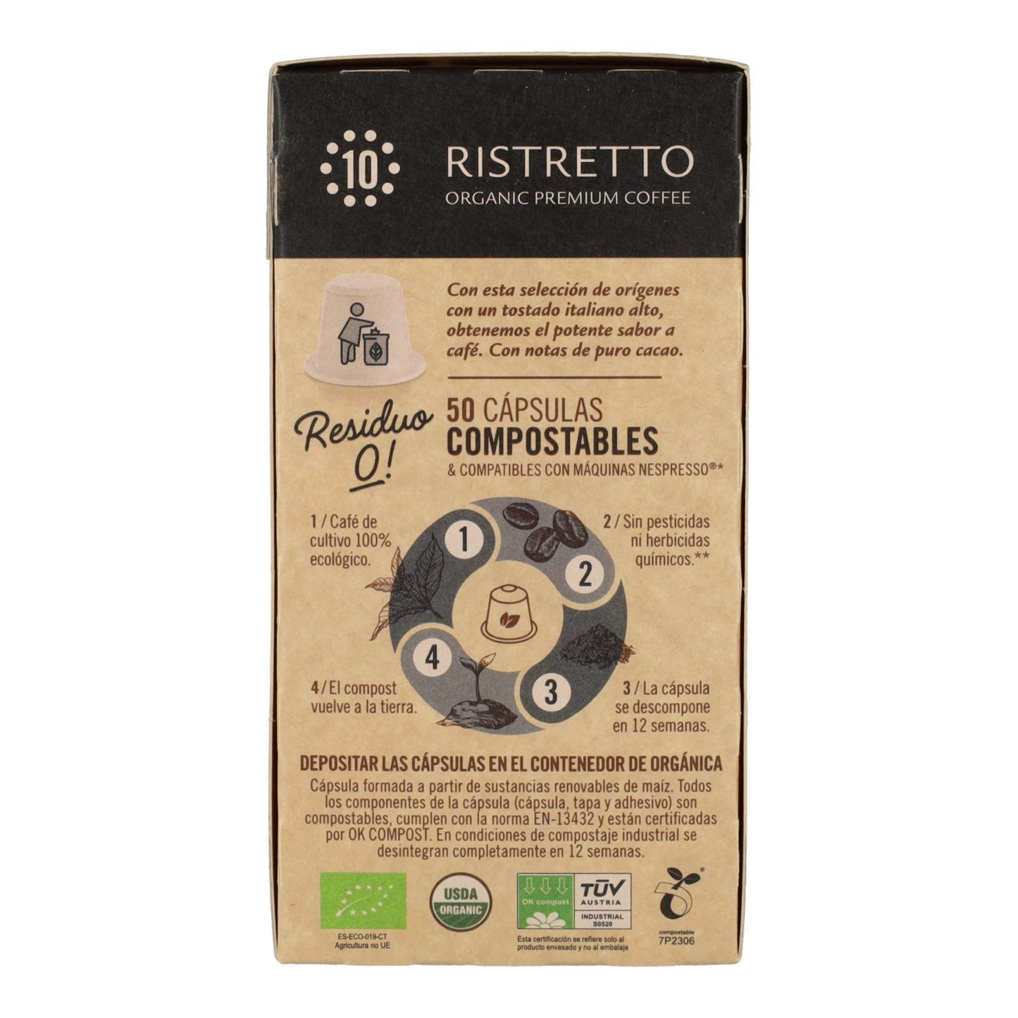 Ristretto Nespresso Cápsulas Compostáveis ​​​​50 cápsulas