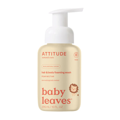 Champô e sabonete líquido 2 em 1 para bebé com fragrância Attitude Pear Nectar, 295 ml
