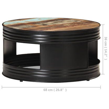 Mesa De Centro Madera Maciza Reciclada Negra 68x68x36 Cm_4