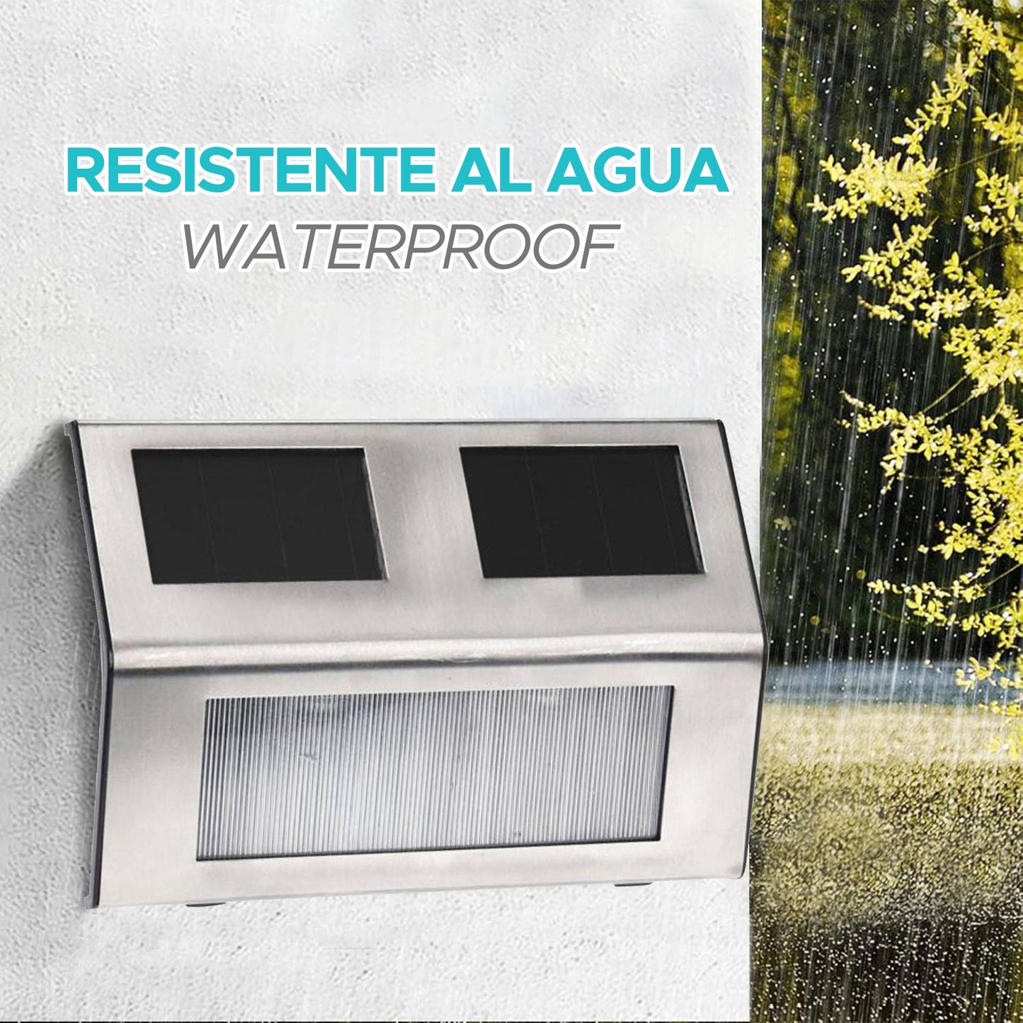 Well Home - Set De 4 Luces Solares En Acero Inoxidable Con 2 Leds_2