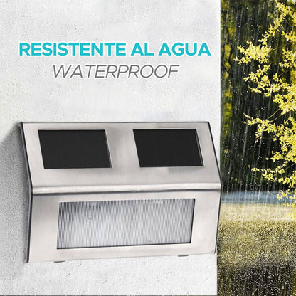 Well Home - Set De 4 Luces Solares En Acero Inoxidable Con 2 Leds_2
