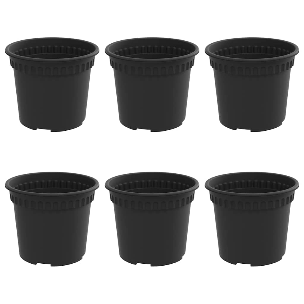 Maceta Redonda Para Flores 6 Pcs Negro Ø 12,5 X 10 Cm Plástico_0