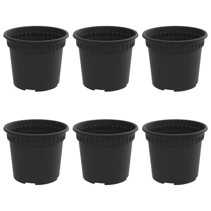 Maceta Redonda Para Flores 6 Pcs Negro Ø 12,5 X 10 Cm Plástico_0