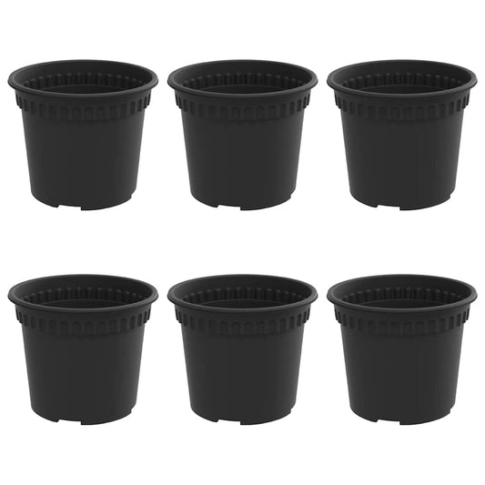 Maceta Redonda Para Flores 6 Pcs Negro Ø 12,5 X 10 Cm Plástico_0