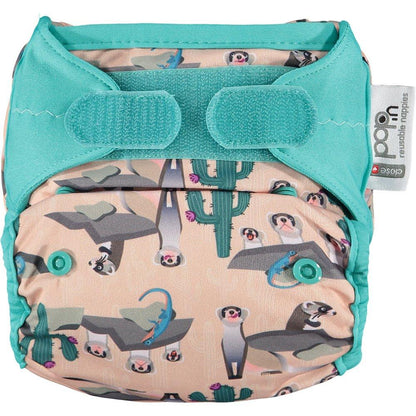 Fralda de pano pop-in Bamboo Ferret com velcro para pais