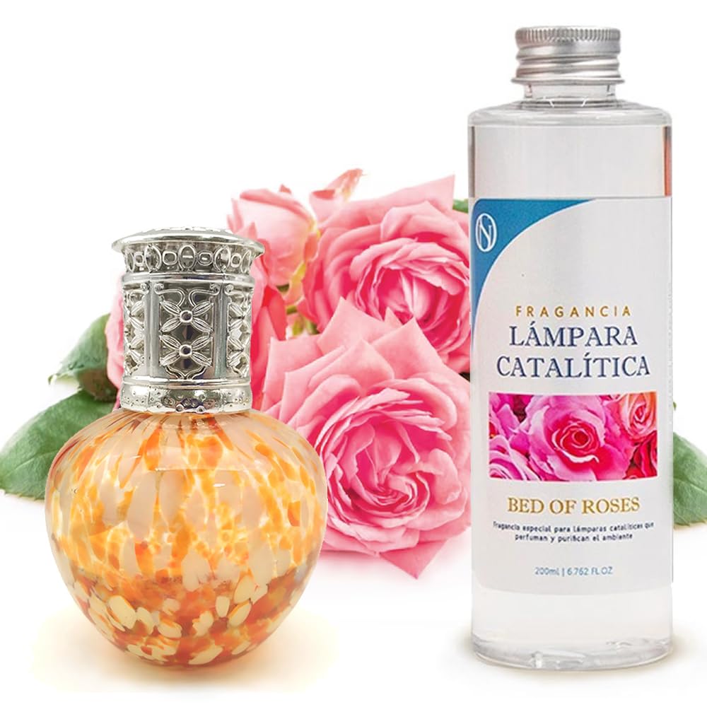 Lámpara Catalítica Drops Orange + Fragancia Bed Of Roses 200ml - Elimina Malos Olores, Impurezas Y Perfuma_0