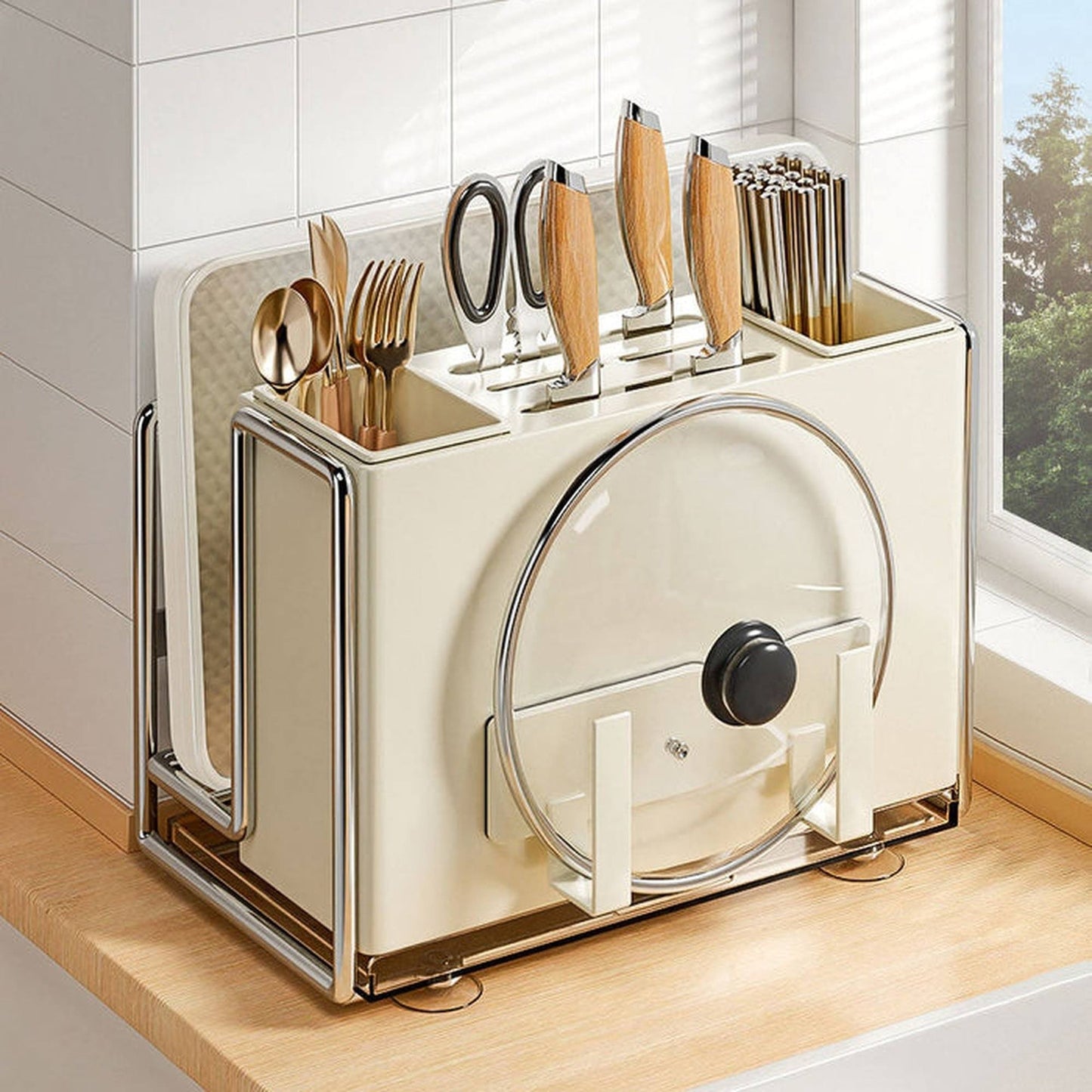 Joybos - Soporte Para Utensilios De Cocina Y Tabla De Corte_5