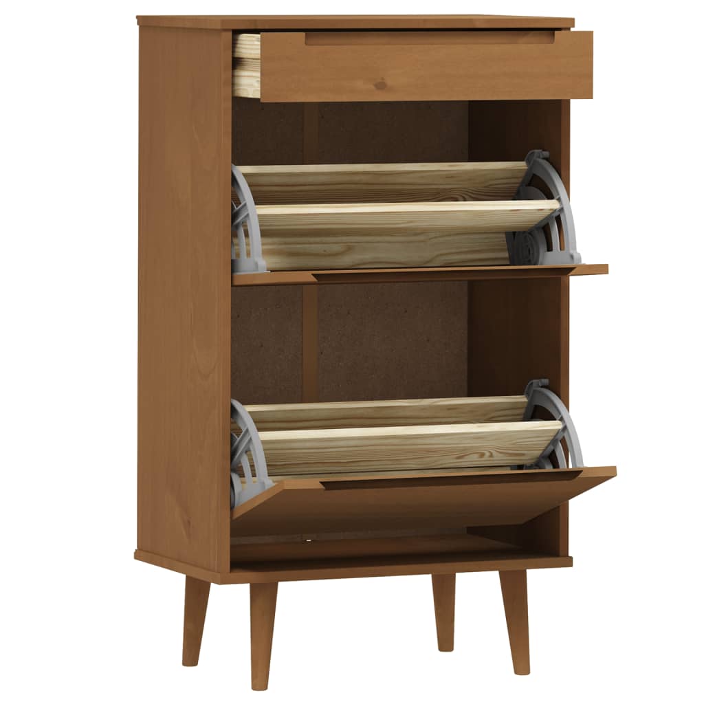 Zapatero Molde Madera Maciza De Pino Marrón 59,5x35x103 Cm / Vetonek_3