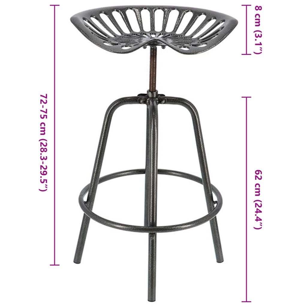 Esschert Design Taburete Con Forma De Asiento De Tractor Gris_2