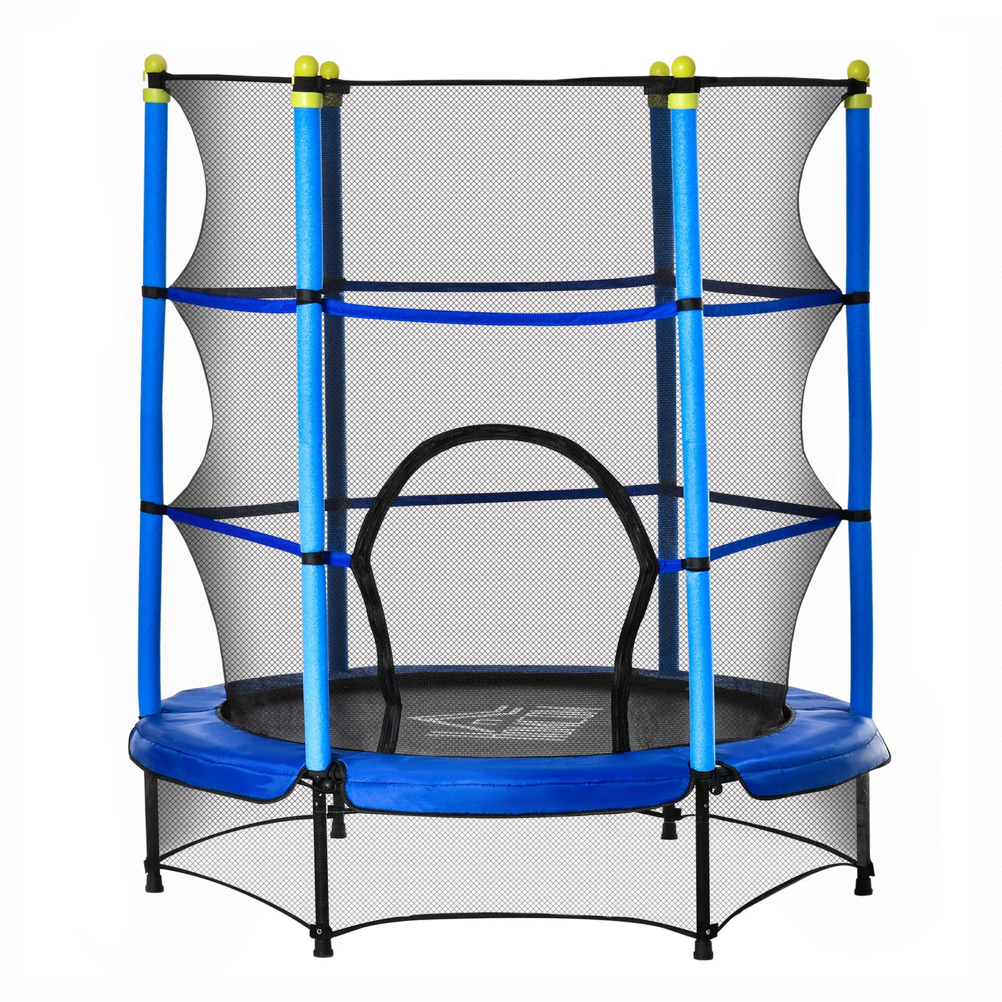 Homcom Trampolín Para Niños +3 Años Con Red De Seguridad Acero Ø140x160 Cm Azul_0