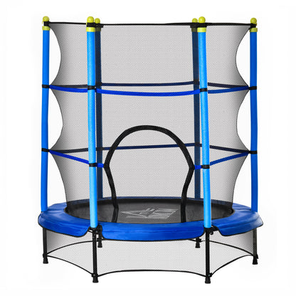 Homcom Trampolín Para Niños +3 Años Con Red De Seguridad Acero Ø140x160 Cm Azul_0