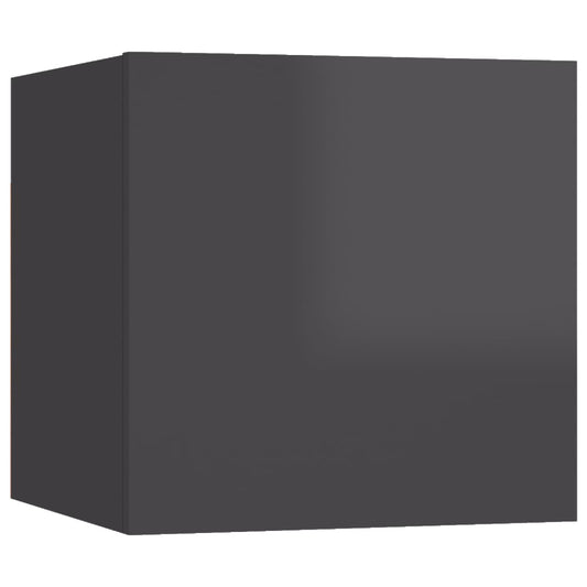 Mesita De Noche Madera De Ingeniería Gris Brillo 30,5x30x30 Cm_0