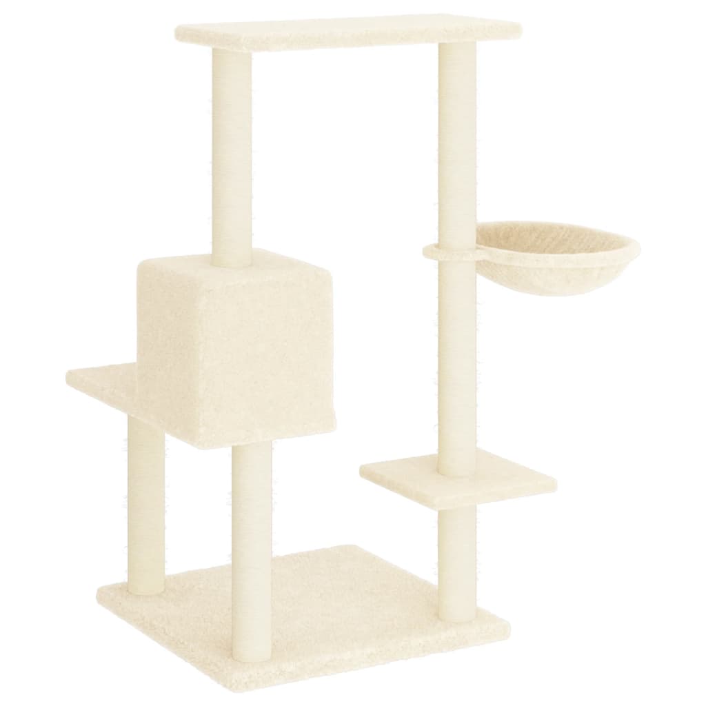 Rascador Para Gatos Con Postes De Sisal Color Crema 95 Cm_4