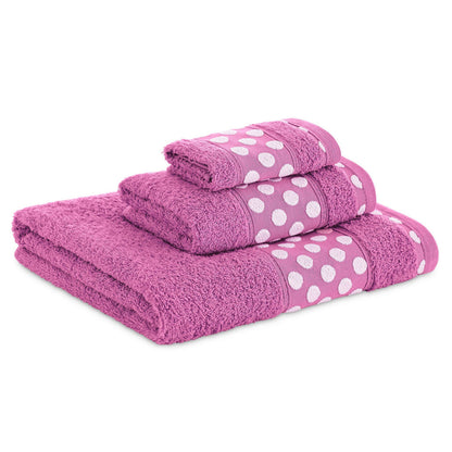 Juego De 3 Toallas De Baño De Algodón De Rizo 450 Gr/m2, De 50x30; 100x50; 150x100 Cm., Color Fucsia_3