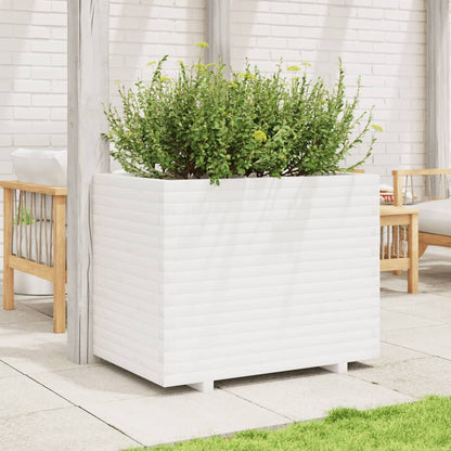 Jardinera De Madera Maciza De Pino Blanca 90x60x72 Cm_2