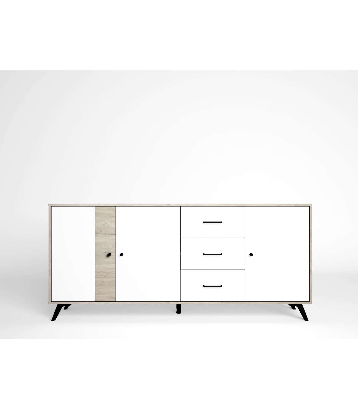 Mueble Aparador Para Comedor Modelo Samira 3 Puertas 3 Cajones Acabado Sahara/blanco, 180._0