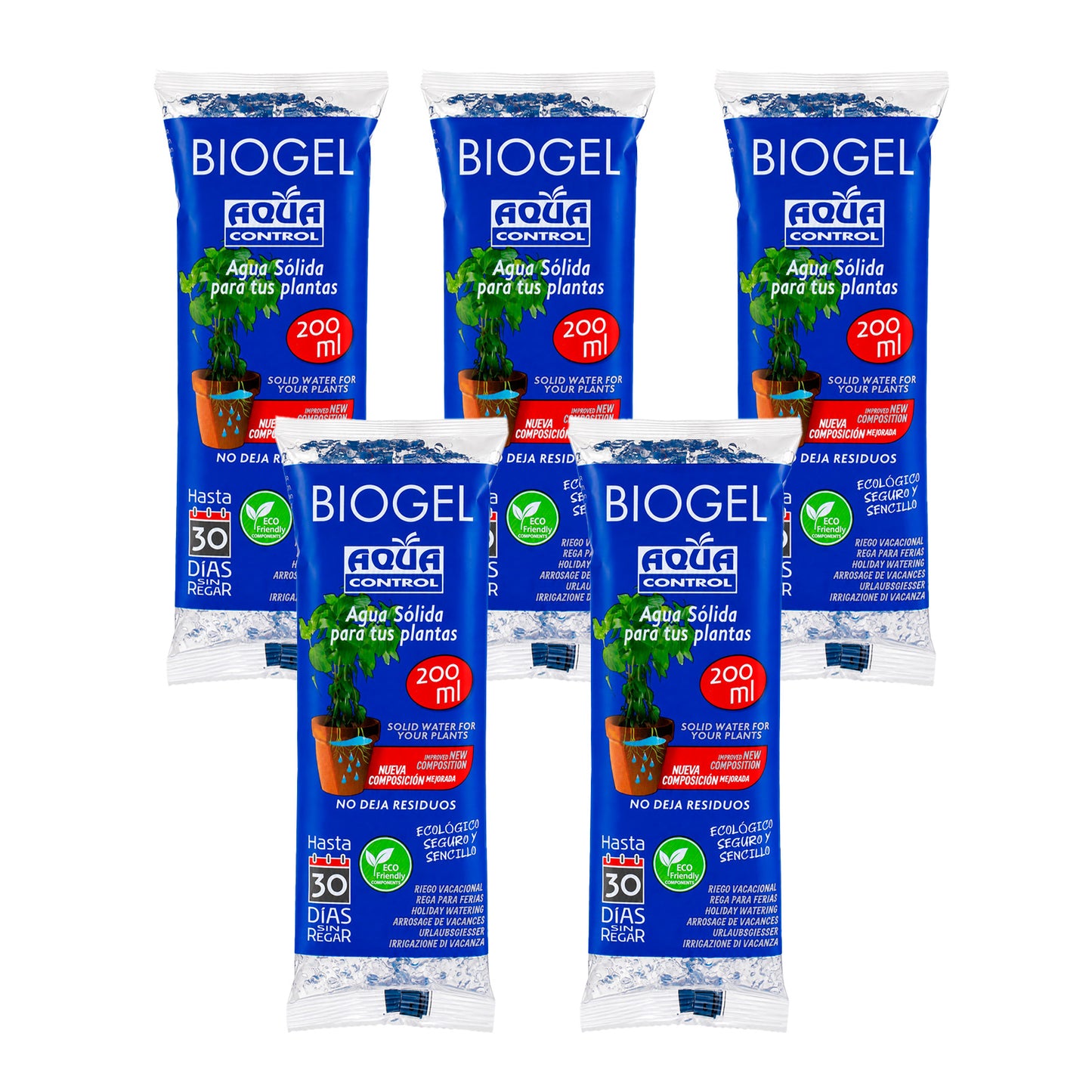 Pack 5x Gel de Riego Biogel Aqua Control 200 ml
