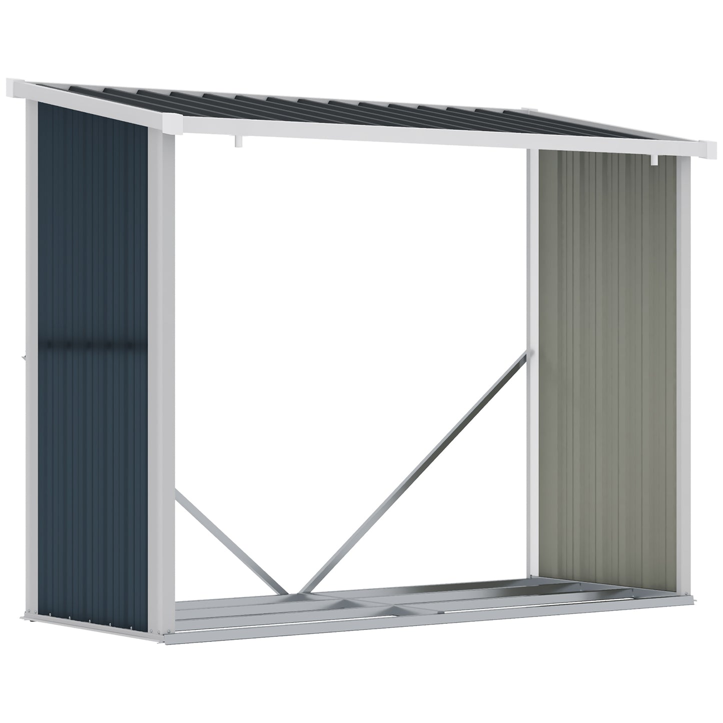 Outsunny Casetilla Para Leña De Jardín Acero Galvanizado 185x84x133,5/148,5 Cm_0