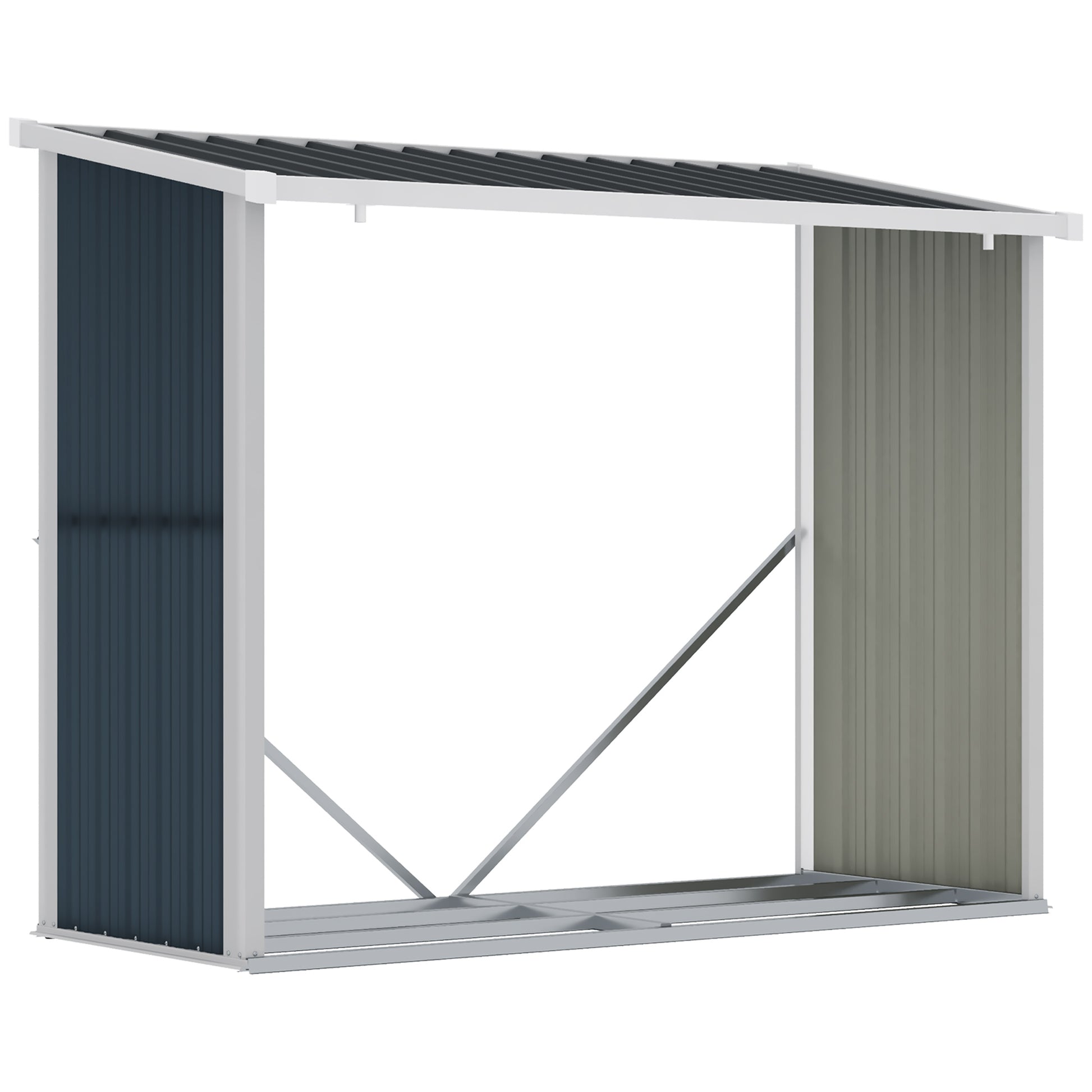 Outsunny Casetilla Para Leña De Jardín Acero Galvanizado 185x84x133,5/148,5 Cm_0