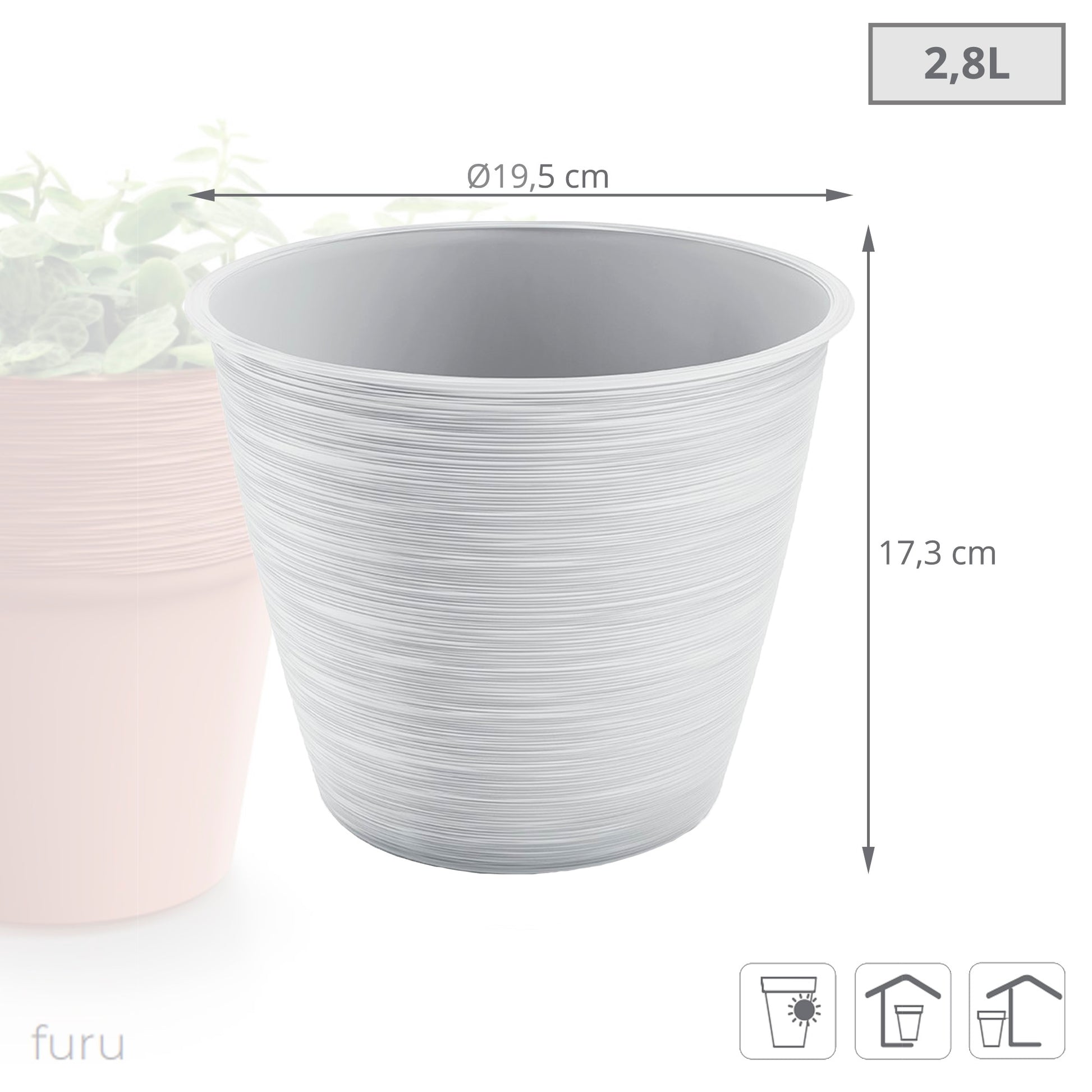 Maceta Furu 2,8l., Dimensiones (mm) 195x195x173, Color Blanco_2