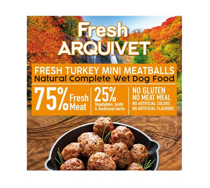 MINI Almôndegas de Peru Frescas Arquivet 200 g Mini almôndegas de peru, brócolos e abóbora