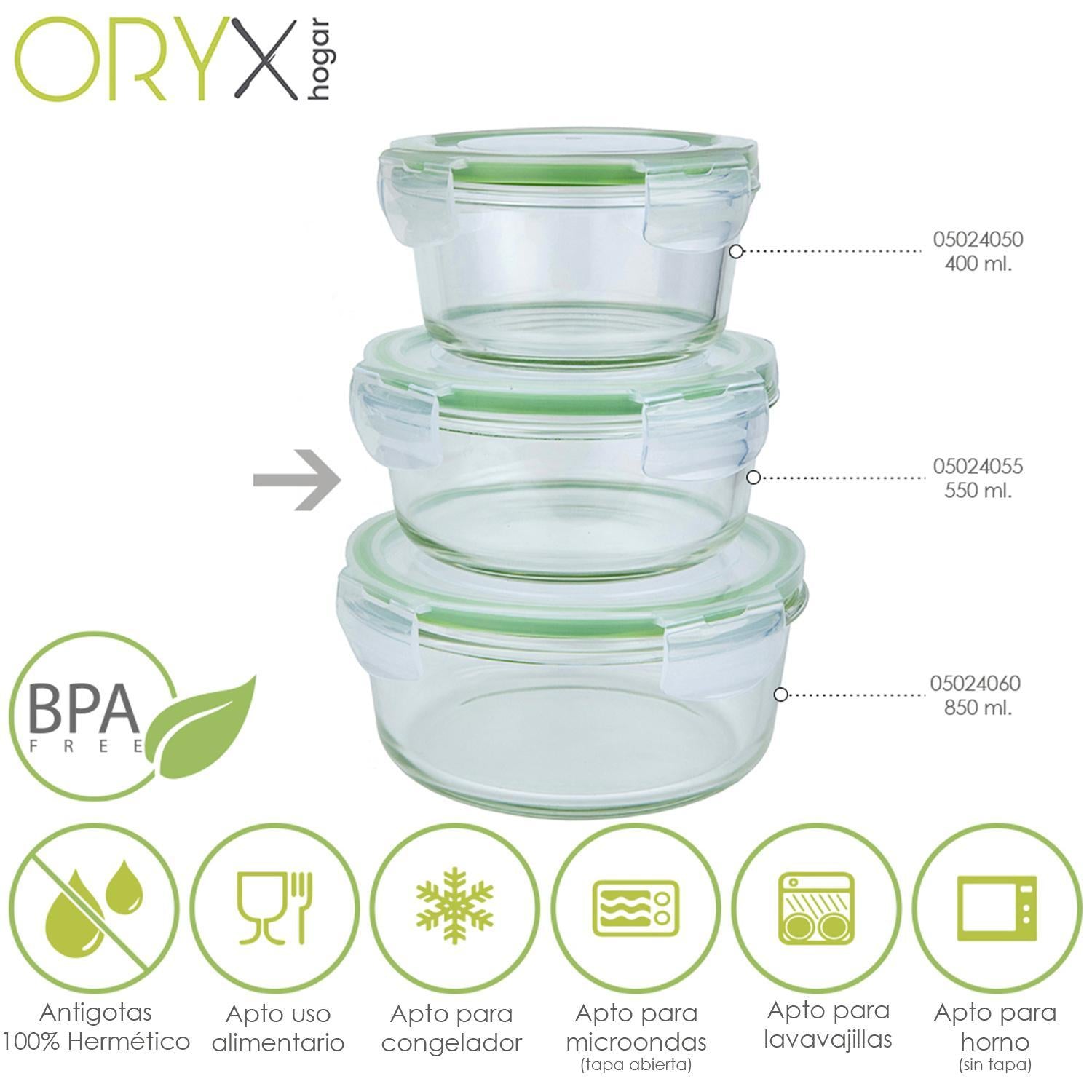 Recipiente Hermetico Cristal Redondo 550 Ml. Ø 145 X 7 (alt) Cm.