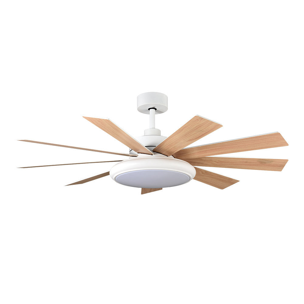 Ventilador Dc Pireo 36w Blanco 9 Aspas Blanca/haya 6 Vel 3colores 3800lm 132d C/remoto, Memoria Y Temporizador_1