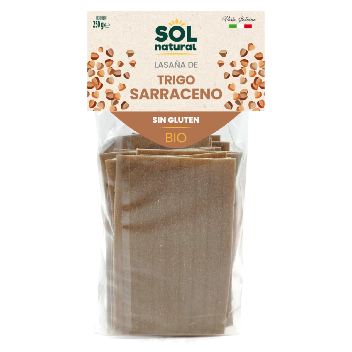 Lasanha de trigo sarraceno sem glúten Sol Natural Bio 250g