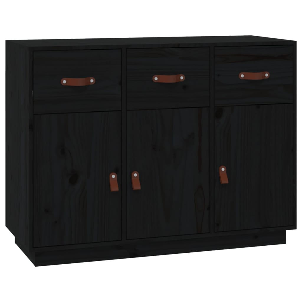 Aparador Madera Maciza De Pino Negro 100x40x75 Cm_1