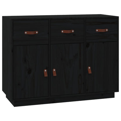 Aparador Madera Maciza De Pino Negro 100x40x75 Cm_1