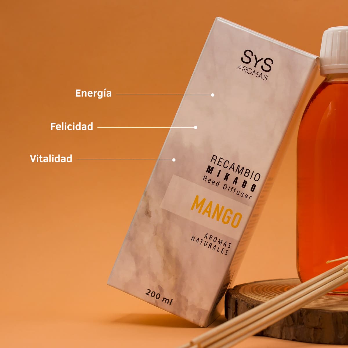 Recambio Mikado Mango 200 Ml Con Varillas | Aroma Tropical Dulce | Refill Difusor | Larga Duración_2