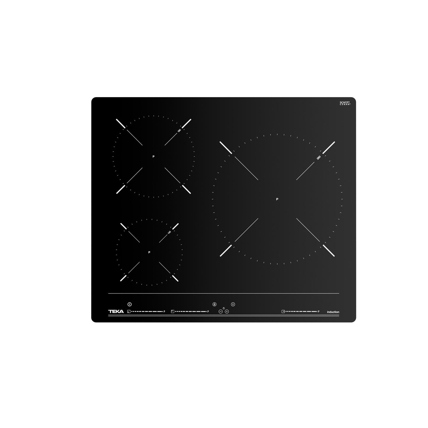 Placa de indução Teka IBC 63010 MSS de 3 zonas, 60 cm, vidro preto