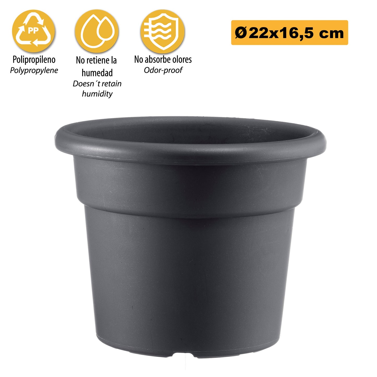 Maceta Cilíndrica Ø 22 Cm Antracita