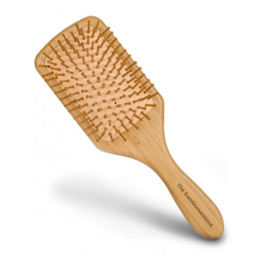 Escova de cabelo tipo pá de bambu - Cerdas grandes, retangulares e arredondadas.