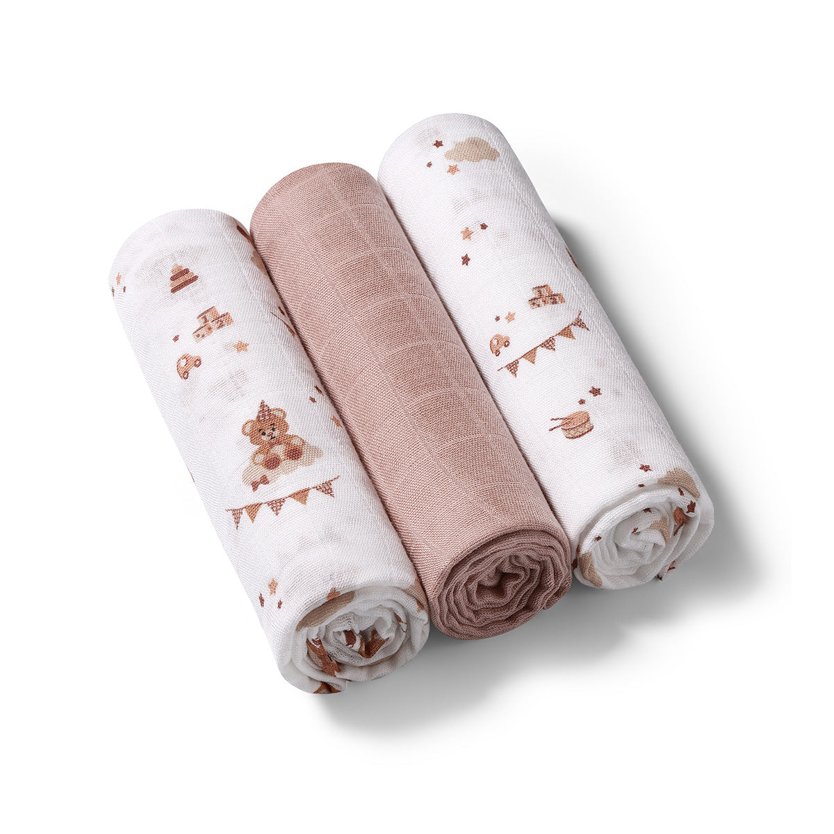 Pack 3 Muselinas Bambú Organico 70x70 Cm Canela_0