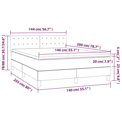 Cama Box Spring Con Colchón Y Led Tela Azul 140x200 Cm / Vetonek_3