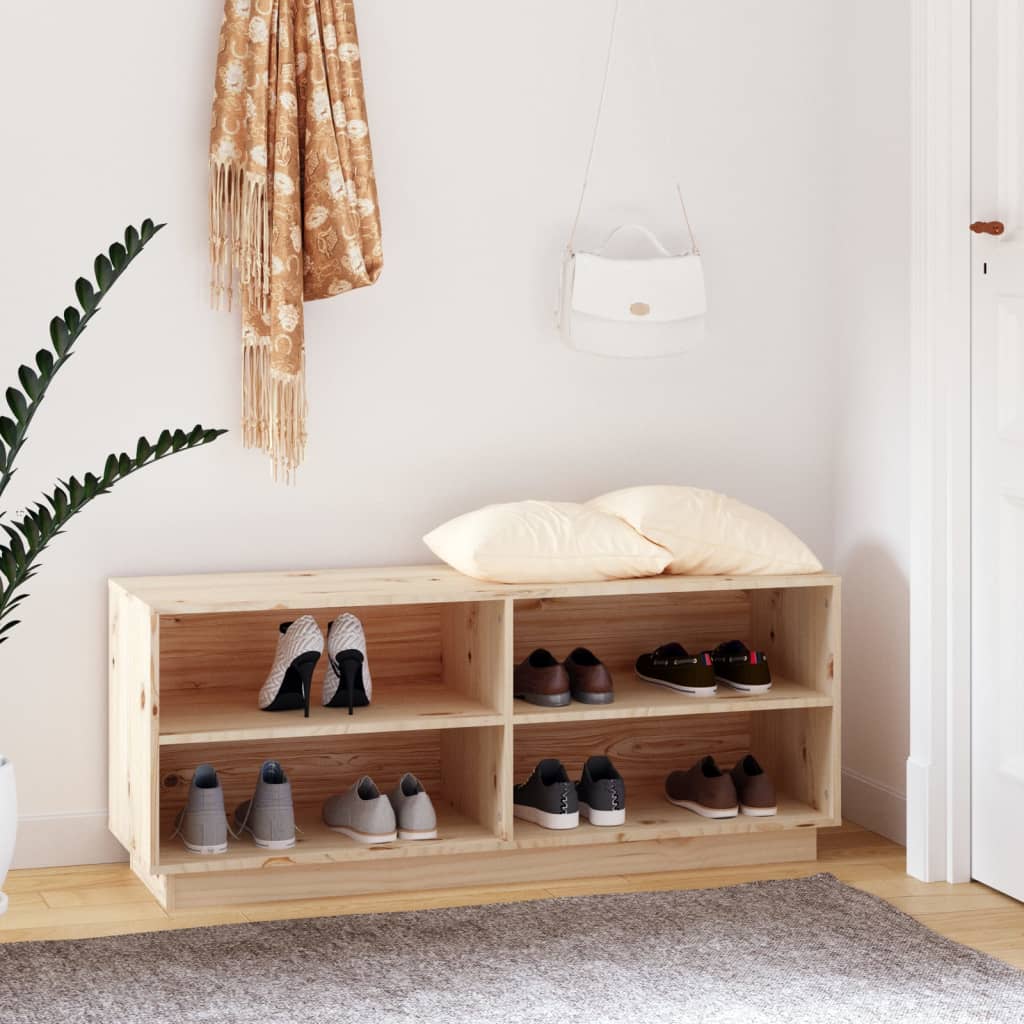 Armario Zapatero De Madera Maciza De Pino 110x34x45 Cm / Vetonek_1
