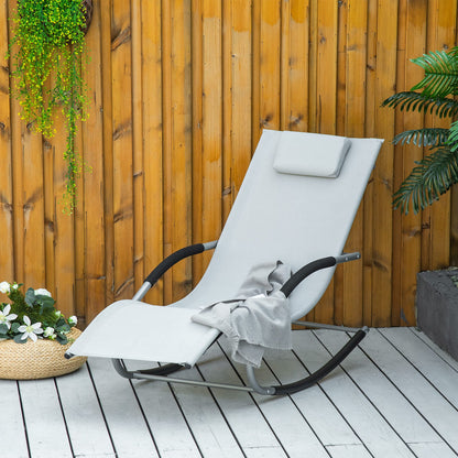 Outsunny Mecedora Para Jardín Con Reposacabezas 63x144x84 Cm Gris_1