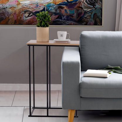 Well Home Mesa Auxiliar De Metal Con Tapa De Mdf Y Melamina En Color Natural 40x26x58cm_3