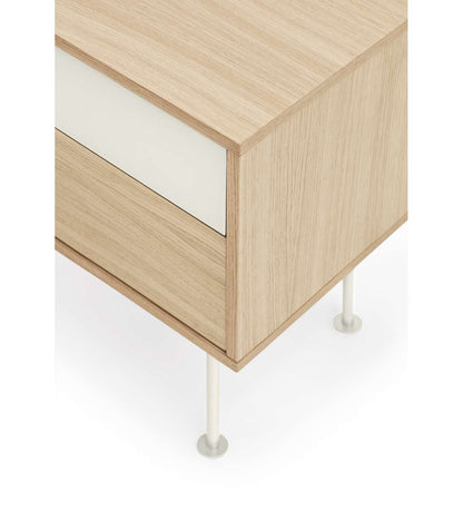 Mesita De Noche Para Dormitorio Modelo Yoko 2 Cajones Acabado Roble/crema, 35cm(ancho) 54c_3