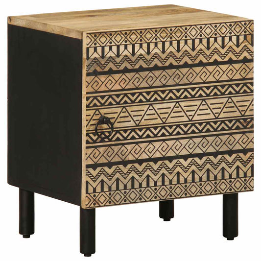 Mesitas De Noche 2 Uds Madera Mango Rugosa Negro 40x33,5x46 Cm_0