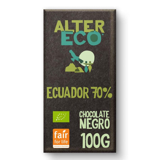 Chocolate negro equatoriano 70% vegan e biológico Altereco 100gr