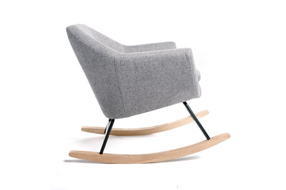 Mecedora, Sillón Mecedora En Tela Gris Con Pata De Madera 73x69x75cm- Muebles De Salón_2