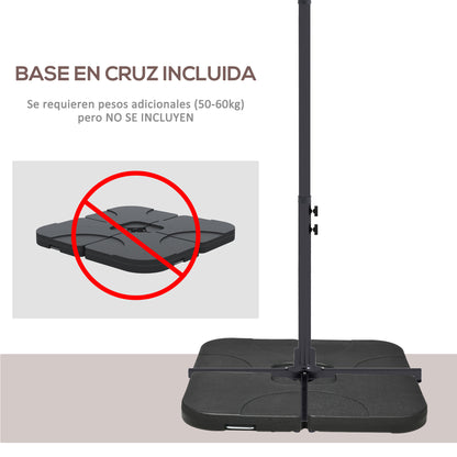 Outsunny Parasol Excéntrico 294x193 Cm Con Base Cruzada Impermeable Marrón_5