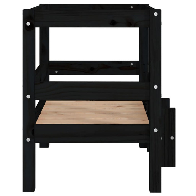 Vidaxl Cama Para Perros Madera Maciza De Pino Negro 55,5x53,5x60 Cm_5