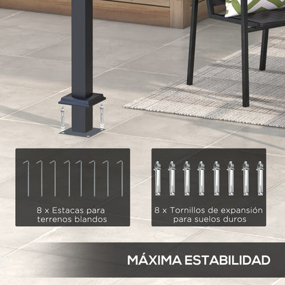 Outsunny Pérgola 3x4 M Con Techo Retráctil De Poliéster Gris Oscuro_5