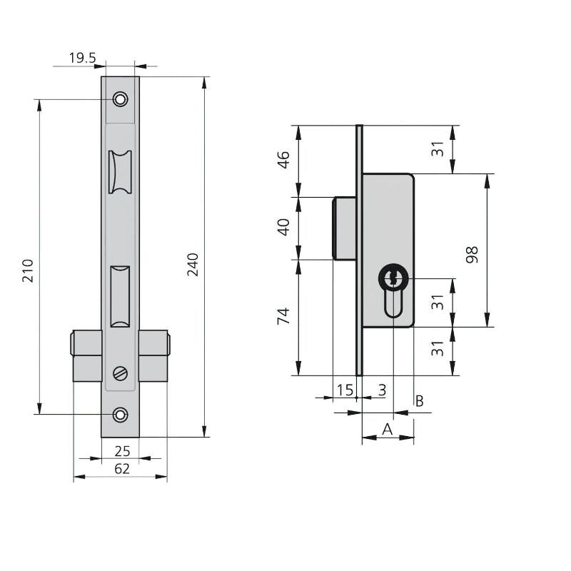 Cerradura Cvl 1983a25/5  Carpintería Metálica