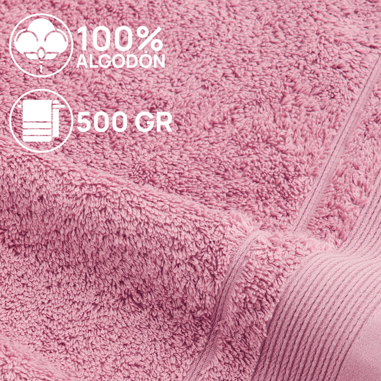 Juego De Toallas De Baño 3 Piezas: Tocador, Lavabo Y Sabana - 100% Algodón, 500 Gr Rosa_4
