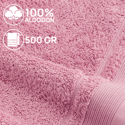Juego De Toallas De Baño 3 Piezas: Tocador, Lavabo Y Sabana - 100% Algodón, 500 Gr Rosa_4